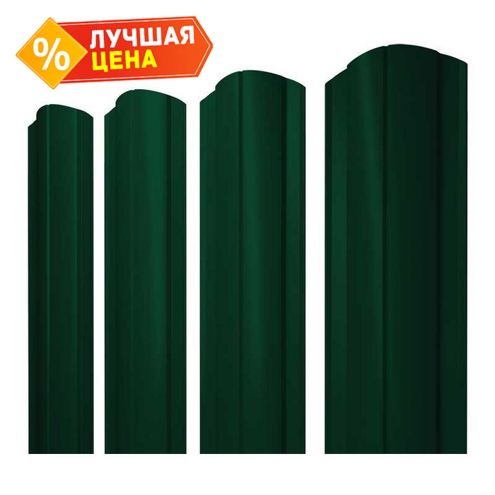 Штакетник Круглый фигурный Grand Line 0,5 Satin Matt RAL6005 Зеленый Мох